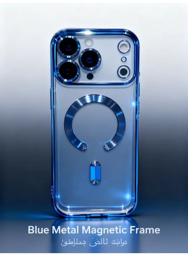 robotgcc Magnetic Phone Case for iPhone 17 Pro Max with Transparent Electroplated Frame, Built-In Lens Protection, Shockproof Soft TPU Cover, Strong Magnetic Ring Compatible with Magnetic Charging, Anti-Drop Clear Protective Case with Camera Guard and Full Edge Coverage - Image 4